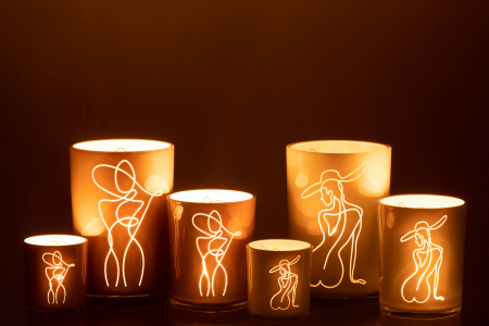 Set 2 suporturi lumanari, Sticla, Multicolor, 12x12x18 [6]