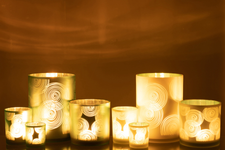 Set 2 suporturi lumanari, Sticla, Multicolor, 17x17x24 [5]