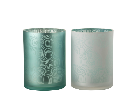 SALE % - Set 2 suporturi lumanari, Sticla, Multicolor, 17x17x24