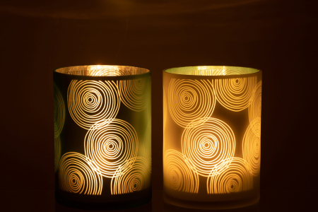 Set 2 suporturi lumanari, Sticla, Multicolor, 17x17x24 [2]