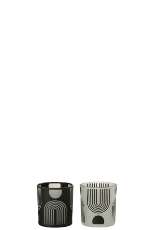 Set 2 suporturi lumanari, Sticla, Multicolor, 7.5x7.5x8 [1]