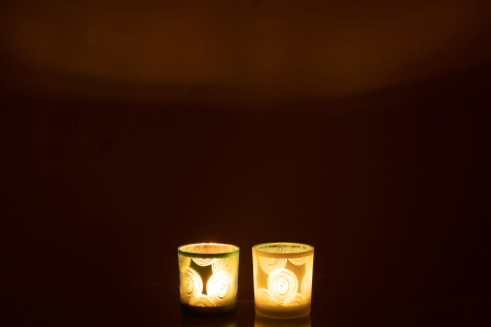 Set 2 suporturi lumanari, Sticla, Multicolor, 7.5x7.5x8 [2]