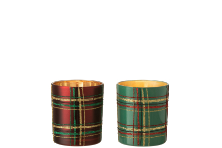 Set 2 suporturi lumanari, Sticla, Rosu, 9x9x10 cm [2]