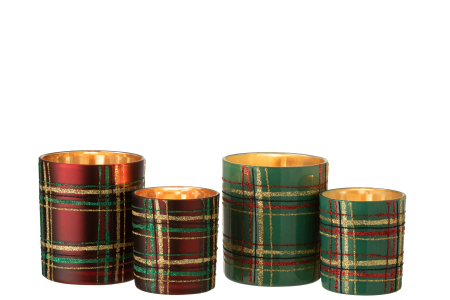 Set 2 suporturi lumanari, Sticla, Rosu, 9x9x10 cm [5]