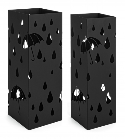 IN STOC - Set 2 suporturi pentru umbrele Drizzle, Otel, Negru, 15.5/15.5/49xx18/18/49 cm