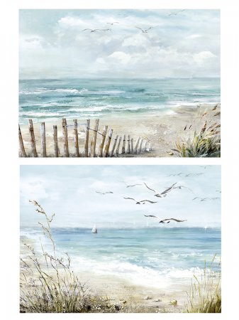 Set 2 tablouri Gull at Beach, panza, multicolor, 60x80x2.7 cm [1]