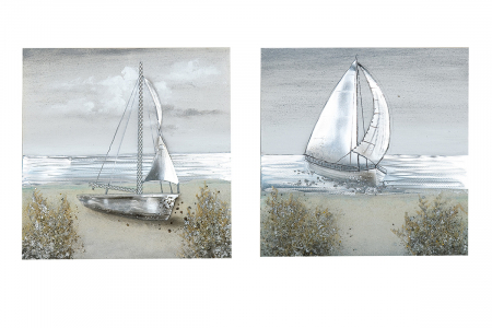 Set 2 tablouri Sailing, panza, multicolor, 50x50 cm [1]