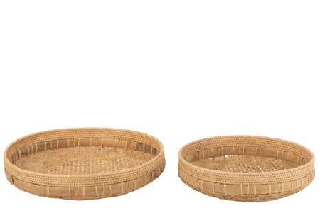 Set 2 tavite ratan, Lemn, Natural, 52x52x14.5 [1]