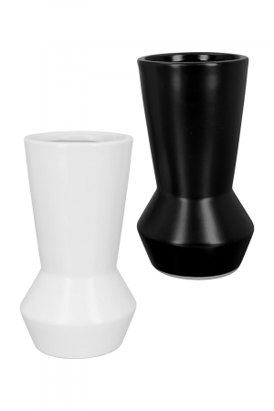 SALE % - Set 2 vaze Kairo, Ceramica, Alb/Negru, 10x10x18.5 cm