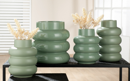 Vaze - Set 2 vaze Rim ceramica, verde, 24x15 cm