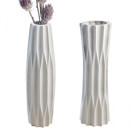 IN STOC - Set 2 vaze Taglio, ceramica, alb, 58x16 cm
