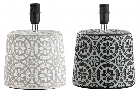 Set 2 veioze Mandala, Ciment, Alb/Negru, 16.5x23x36x28 cm [2]