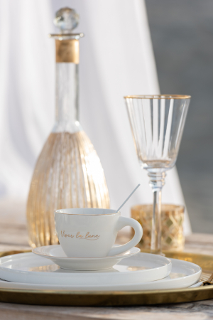 SALE % - Set 3 cesti de cafea , Porţelan, Alb