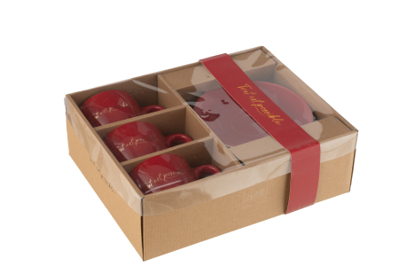 Set 3 cesti de cafea , Porţelan, Rosu [1]