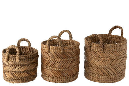 Set 3 Coșuri cu mâner, Impletit, Natur [1]