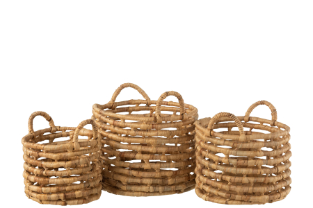 ORGANIZARE - Set 3 Coșuri cu maner, Natur