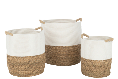 ORGANIZARE - Set 3 Coșuri cu mâner, Natur