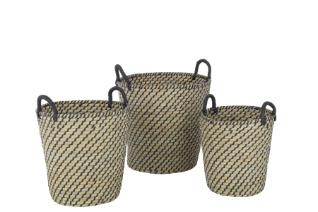 ORGANIZARE - Set 3 Coșuri cu mâner, Straw