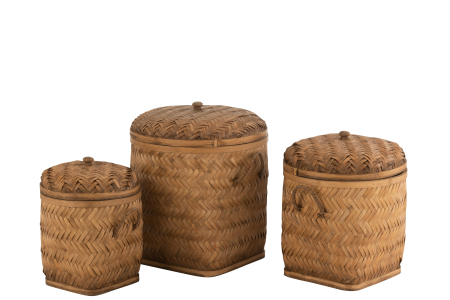 SALE % - Set 3 Coșuri Depozitare Bamboo Natur