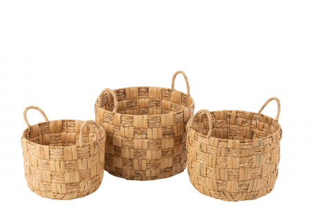 Accesorii - Set 3 cosuri Water, Ratan/Bambus, Natural, 44x44x39 cm