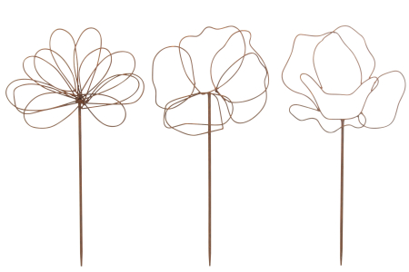 Decoratiuni terasa si gradina - Set 3 deco gradina, Metal, Maro, 35x1x73