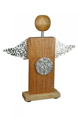 Set 3 decoratiuni Angel Message, Lemn, Maro/Argintiu, 19x20.5x4 cm [4]