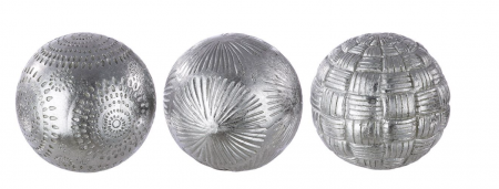 Set 3 decoratiuni Carve, rasina, argintiu, 8 cm [1]