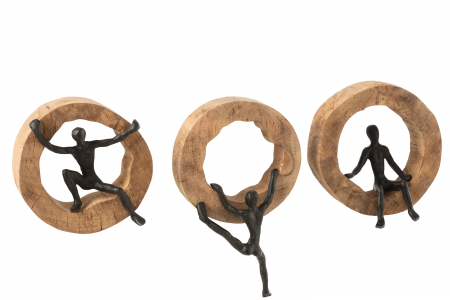FIGURINE - Set 3 decoratiuni Climbing, Lemn, Negru, 28x17x9 cm