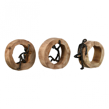 Set 3 decoratiuni Confiance lemn mango/aluminiu, 19x19x7 cm [2]