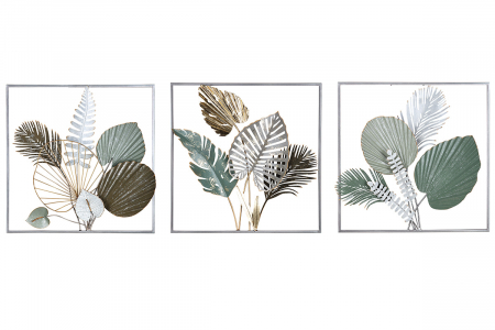 Set 3 decoratiuni pentru perete Calais, Metal, Multicolor, 5x50x50 cm [1]