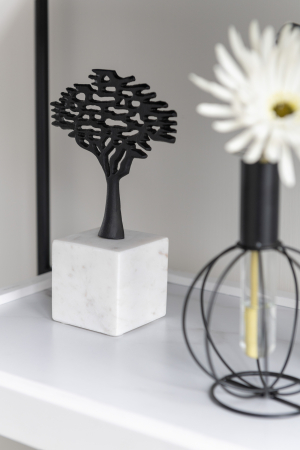 Accesorii - Set 3 decoratiuni Tree, Aluminiu, Negru, 14x7x23
