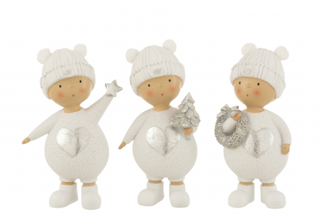 Decoratiuni - Set 3 figurine asortate, Compozit, Alb , 8x7x17 cm