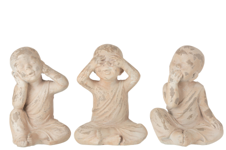Oriental - Set 3 figurine asortate, Compozit, Bej, 19.5x20x32 cm