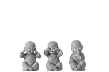 SALE % - Set 3 figurine asortate, Compozit, Gri, 11x9x16 cm