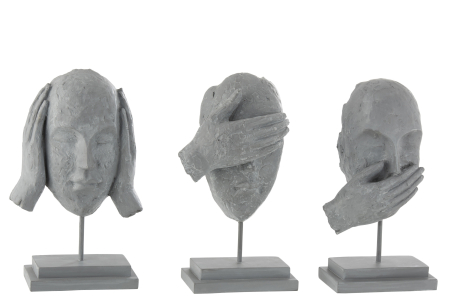 SALE % - Set 3 figurine asortate, Compozit, Gri, 16x11x29 cm