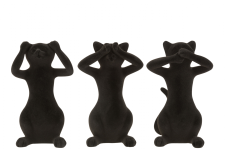 SALE % - Set 3 figurine asortate, Compozit, Negru, 15.5x12.5x24 cm