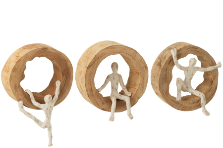 FIGURINE - Set 3 figurine Climbing, Lemn, Natural, 18x8x19 cm