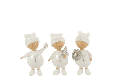 Mos Craciun - Set 3 figurine, Compozit, Alb, 6x4x12