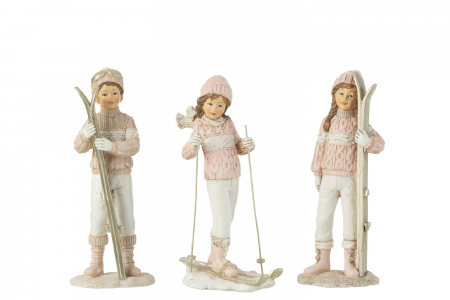 CADOURI - Set 3 figurine Girls And Boy Ski, Rasina, Multicolor, 10.5x10.5x18.5 cm