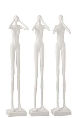 SALE % - Set 3 figurine Hear/See/Stay Quiet, Fibre sintetice, Alb, 13x10x60 cm
