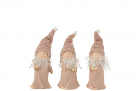 IN STOC - Set 3 figurine inger asortate, Compozit, Roz, 23x6.5x16 cm