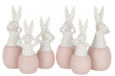 Set 3 figurine Rabbit See/Hear/Speak, Ceramica, Alb/Roz, 12x12x31.2 cm [1]