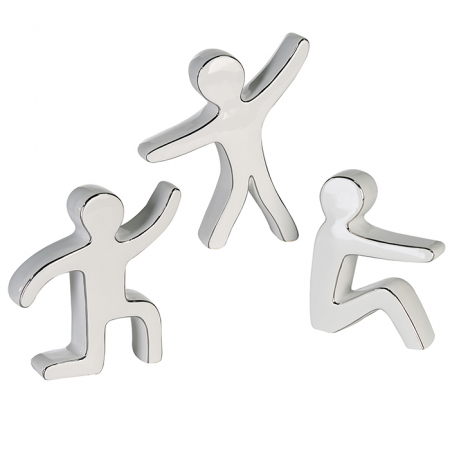 IN STOC - Set 3 figurine Workout, ceramica, alb/argintiu, 4x14x19 cm