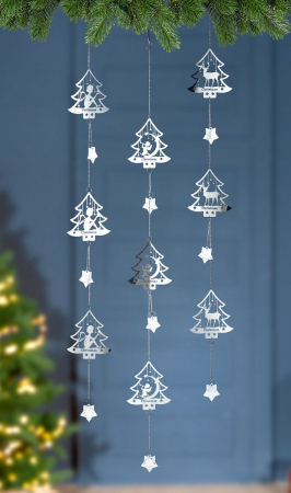 SALE % - Set 3 ghirlande Christmas, Otel, Argintiu, 0.5x10x100 cm