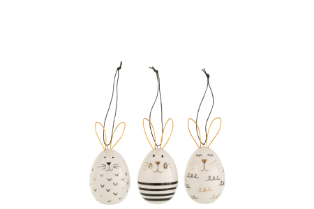 SALE % - Set 3 ghirlande iepuri, Ceramica, Alb, 5.8x5.8x12