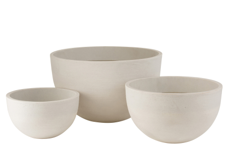 VAZE SI GHIVECE - Set 3 ghivece, Ceramica, Alb, 60x60x46 cm