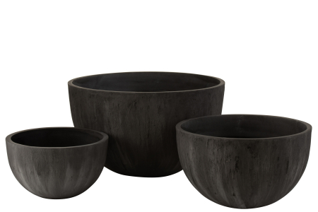 VAZE SI GHIVECE - Set 3 ghivece, Ceramica, Negru, 60x60x46 cm