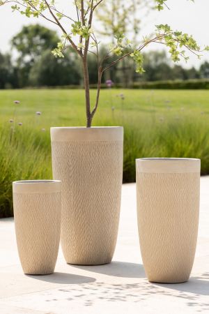Ghivece si suporturi de flori - Set 3 ghivece Round, Ceramica, Bej, 38x38x72 cm