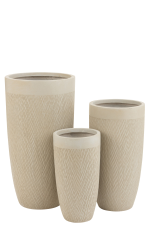 Set 3 ghivece Round, Ceramica, Bej, 38x38x72 cm [1]