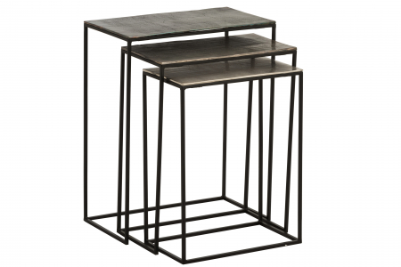 Set 3 masute, Aluminiu, Negru, 53x29x66.5 cm [2]